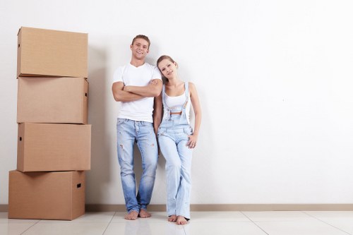 Moving boxes and furniture prepared for local removals in Honoroak