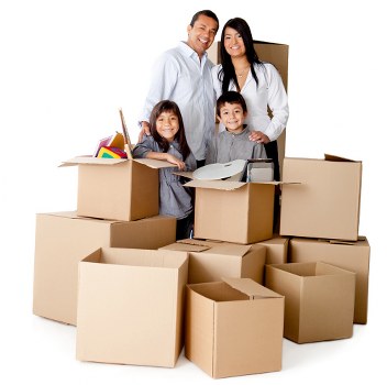 Packed moving boxes prepared for a man and van job
